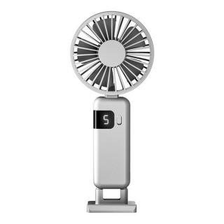 Hordozható ventilátor, összecsukható, digitális kijelzős, USB töltéssel (fehér)