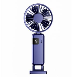 Hordozható ventilátor, összecsukható, digitális kijelzős, USB töltéssel (kék)