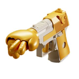 Kő-papír-olló játék pisztoly formájú (sárga)