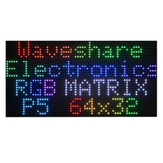 Waveshare RGB színes LED-mátrix panel, 5 mm-es osztás, 64x32 pixel, állítható fényerő (25848)