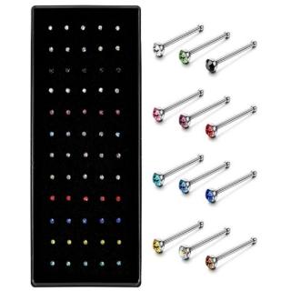 Orvosi acél orr piercing szett hosszúkás színes