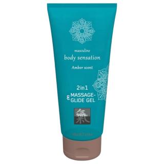 Shiatsu 2in1 Amber Scent - masszázs síkosító - amber (200ml)
