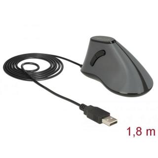 DeLock Ergonomic vertical optical 5-button USB mouse Grey/Black