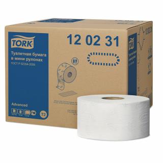 TORK mini Jumbo toalettpapír, 2 rtg., fehér, 19 cm, 170 m,12db/k, 120231 19 cm átmérő