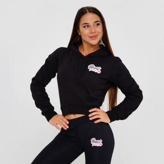 BeastPink Crop Hoodie fekete kapucnis pulóver - fekete (L) - BeastPink