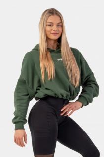 NEBBIA Laza crop kapucnis pulóver Iconic 421 - Zöld (M/L) - NEBBIA