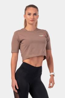 NEBBIA női crop top Minimalista logó 600 - barna (L) - NEBBIA