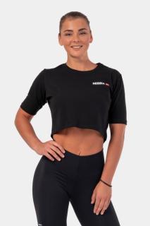 NEBBIA női crop top Minimalista logó 600 - Fekete (L) - NEBBIA