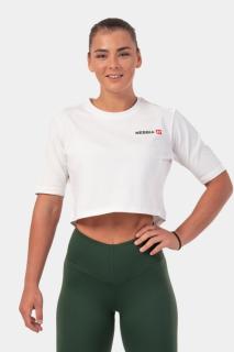 NEBBIA női crop top Minimalista logó 600 - Krém (L) - NEBBIA