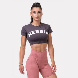 Nebbia Sporty HERO crop top rövidújjú 584 - Marron (M) - NEBBIA