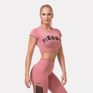 Nebbia Sporty HERO crop top rövidújjú 584 - Old Rose (M) - NEBBIA