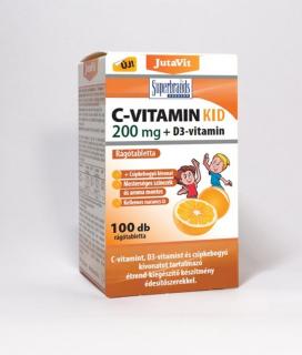 JUTAVIT C VIT.KID 200MG+D3 VIT.RAGOTABL.NAR 100X