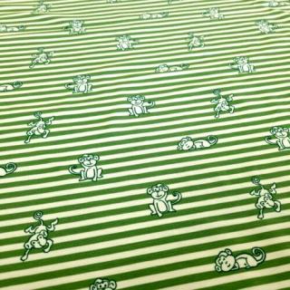 Majmos-zöld csíkos Bio pamut jersey