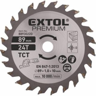 Extol Premium körfűrészlap, keményfém lapkás, 89mm, 24T a 8893022 mini körfűrészhez, fára és farostlemezre, 8893022D