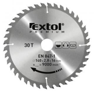 Extol Premium körfűrészlap, keményfémlapkás, 140×16mm(lyuk átm), T30; 2,8mm lapkaszélesség, max. 9000 ford/perc (8803210)