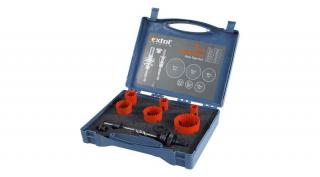 Extol Premium körkivágó klt., HSS Bi-metál, 9db-os, (19-22-29-38-44-57mm) műanyag,fa,gipszkarton,ALU,réz,vas, acél, rozsdamentesacél, 8801602