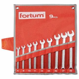 Fortum csillag-villás kulcs klt. 9db, 6-19mm 61CrV5, mattkróm, vászon tok, 4730202