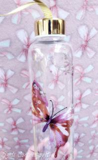 Butterfly magenta üveg flaska dobozban