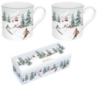 Chalet/hegyi kunyhó porcelán bögreszett dobozban