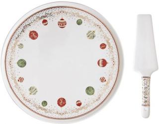 Christmas Eve porcelán tortatál lapáttal, dobozban