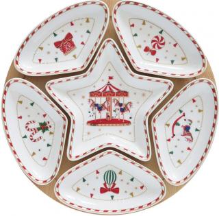 Christmas Wonderland porcelán tálka szett bambusztálcán, dobozban