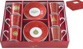 Coffee Mania Christmas porcelán espresso készlet, dobozban