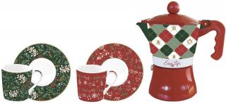 Coffee Mania Fancy Christmas porcelán csésze aljjal, kávéfõzõ szett dobozban