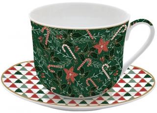 Coffee Mania Fancy Christmas porcelán reggelizõ csésze, aljjal dobozban