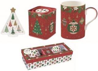 Coffee Mania Jingle Bells ajándék szett, bögre, teafiltertertó, teás doboz, dobozban