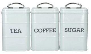 Coffee, Tea, Sugar fém tároló szett, világoskék