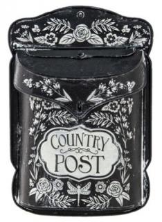 Country Post fém postaláda, fekete-fehér