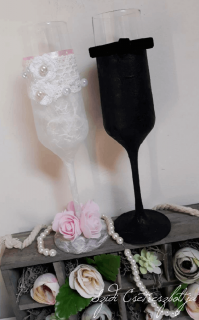 Egyedi Menyasszony-Võlegény peszgõs pohár, rózsaszín
