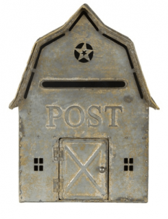 Fém házikó postaláda, antikolt
