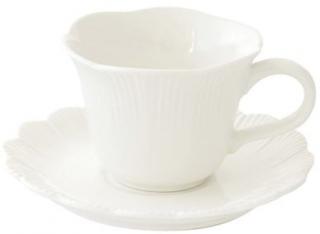 Fleuri porcelán espresso csésze aljjal, fehér