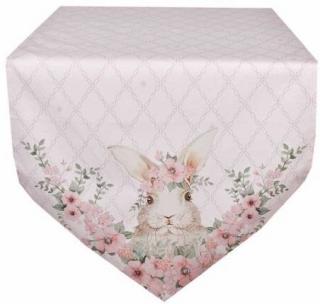 Flower Easter Bunny pamut asztali futó, csúcsos