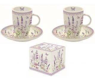 Lavender Field 2 személyes porcelán espressó csésze+alj dobozban