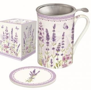 Lavender Field porcelán bögre tetõvel, dobozban