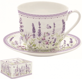 Lavender Field porcelán reggelizõcsésze+ alj, dobozban