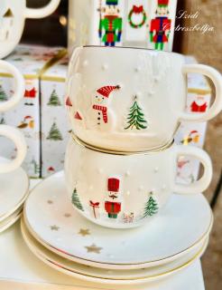 Let it Snow Diótörõ-Hóember porcelán espresso szett donozban