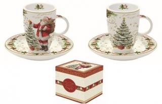 Magic Christmas porcelán espresso csésze aljjal 2 személyes, dobozban