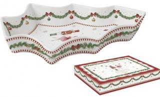 Magie de Noel fenyõ formájú porcelán kínáló tál dobozban