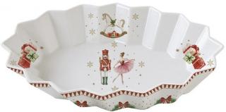 Magie de Noel fodros szélû porcelán ovál tál dobozban
