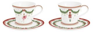 Magie de Noel porcelán csésze aljjal szett balerinával, hintalóval, dobozban