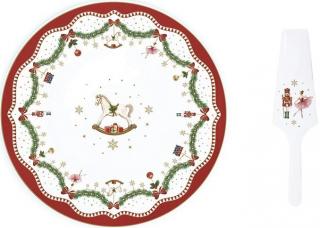Magie de Noel porcelán tortatál lapáttal dobozban