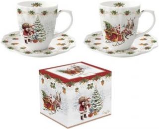 Nostalgic Christmas 2 személyes porcelán espressocsésze+alj szett, dobozban