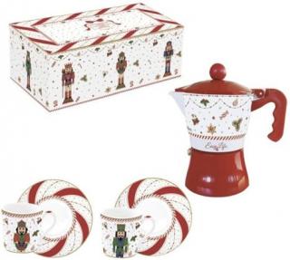 Nutcracker Twist porcelán espresso csésze aljjal, kávéfõzõ szett dobozban