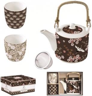 Oriental teázó szett, kannával, poharakkal, szûrõvel, dobozban