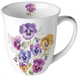 Pansies porcelán bögre ablakos dobozban