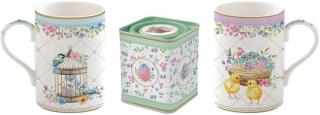 Spring Bloom 2 db. porcelánbögre, fémdoboz szett dobozban