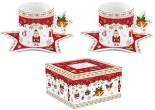 Ünnepi Díszben 2 személyes porcelán espresso szett dobozban